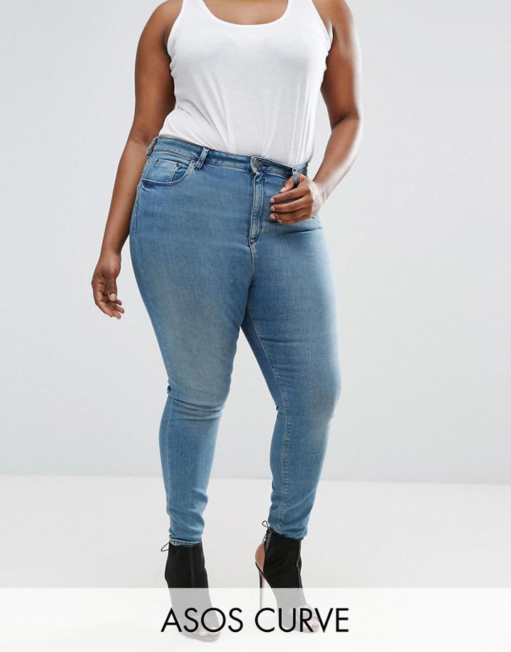 Asos Curve Ridley Skinny Jean In Jasper Blue - Blue