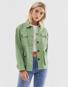 Pull & Bear Utility Army Jacket In Khaki - Green