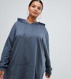 Prettylittlething Plus Oversized Longline Hoody In Blue - Gray