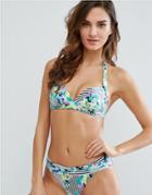 Sunseeker Printed Halter Neck Bikini Top - Green