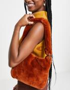 Asos Design 90s Shoulder Bag In Brown Faux Fur