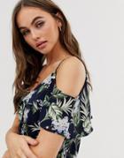 Oasis Top With Cold Shoulder In Tropical Print - Multi