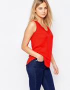 Oasis Lace Trim V Neck Shell Top - Red