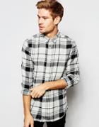Selected Homme Brushed Monochrome Check Shirt - Gray