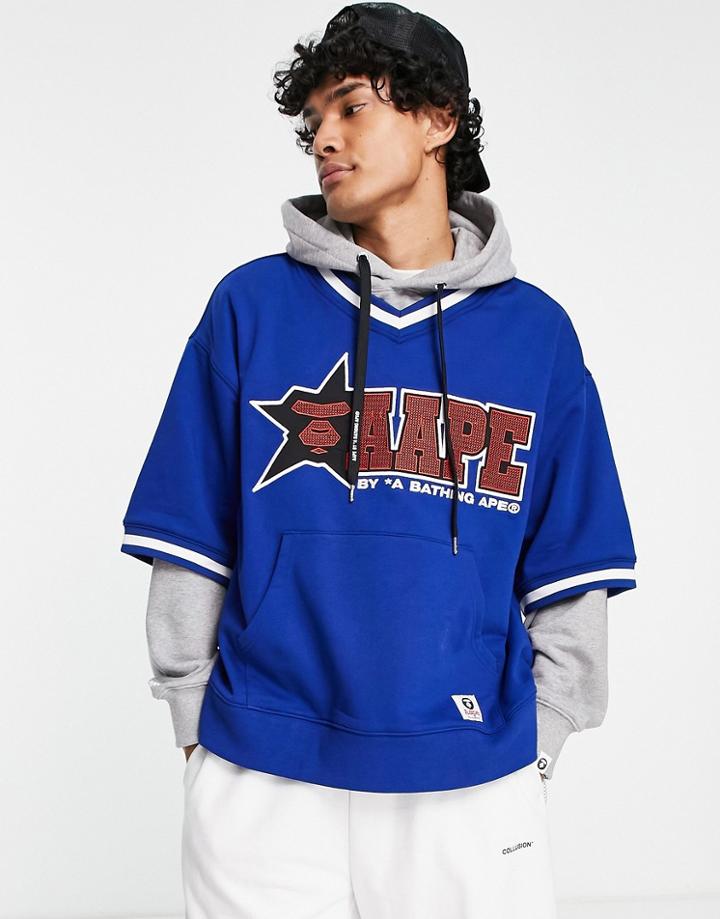Aape By A Bathing Ape College Oversized Hoodie In Blue