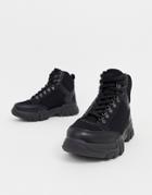 Asos Design Darkness Chunky Hiker Sneaker Boots In Black - Black