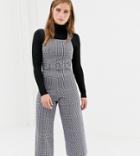New Look Check Pinny Jumpsuit In Blue Pattern