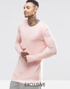 Underated Super Longline Long Sleeve T-shirt - Pink