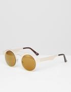 Jeepers Peepers Round Sunglasses In Gold - Gold
