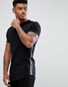 Asos Design Longline Muscle Fit T-shirt With Curve Hem And Gusset Contrast - Multi