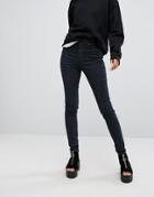 Monki Leopard Print Skinny Jeans - Black