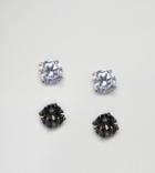 Simon Carter Swarovski Crystal Stud Earrings In Clear & Black In 2 Pack - Multi