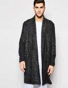 Asos Loungewear Super Longline Cardigan In Boucle Fabric - Charcoal Marl