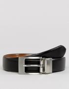 Moss London Reversible Leather Belt In Black/tan - Brown