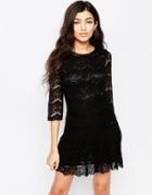 Iska Fril Bottom Lace Dress - Black