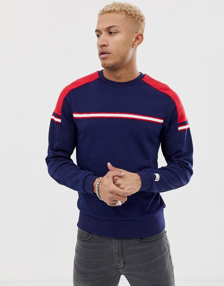 New Balance Color Block Sweat In Navy - Navy