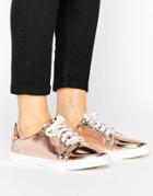 Lost Ink Paige Rose Gold Toe Cap Sneakers - Gold