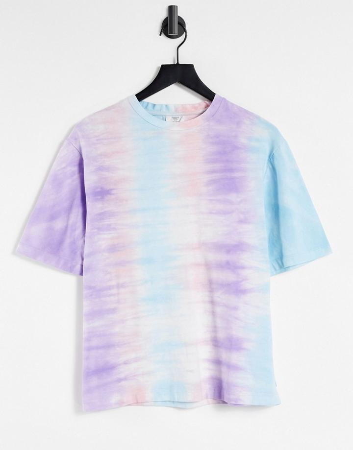 Chelsea Peers Organic Cotton Tie Dye Oversize T-shirt With Raw Edge Detail And Scrunchie In Multi