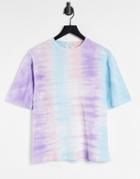 Chelsea Peers Organic Cotton Tie Dye Oversize T-shirt With Raw Edge Detail And Scrunchie In Multi