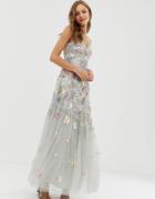 Needle & Thread Embellished Cami Strap Gown In Pistachio - Green