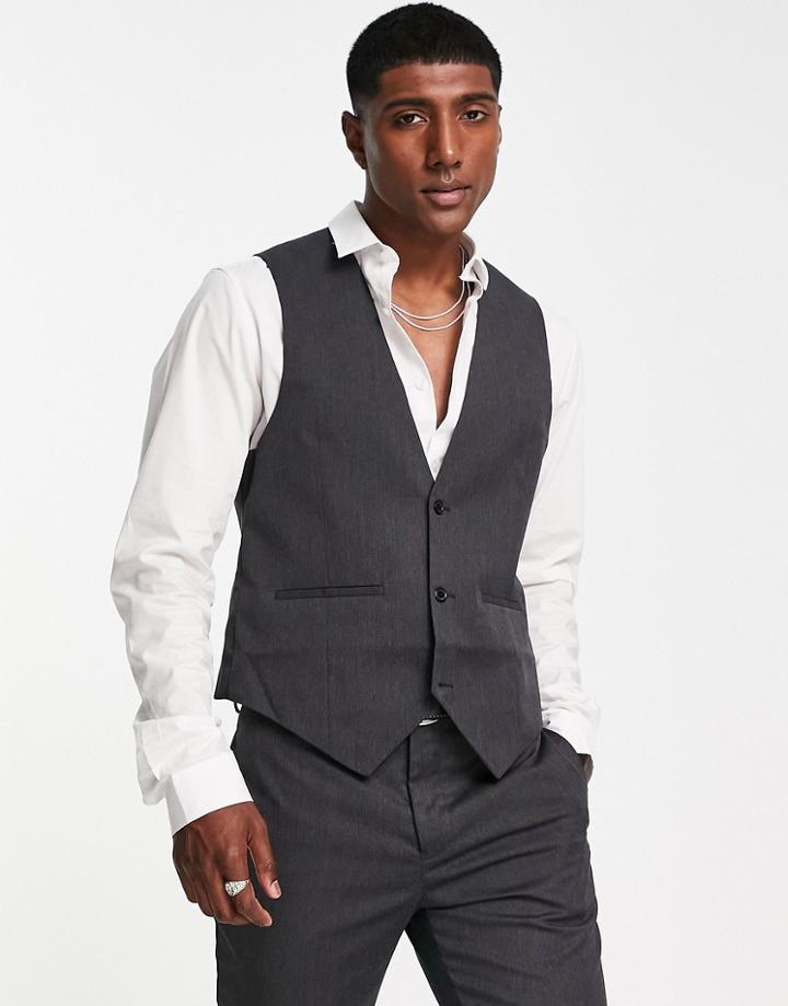 Bolongaro Trevor Wedding Plain Skinny Vest In Gray