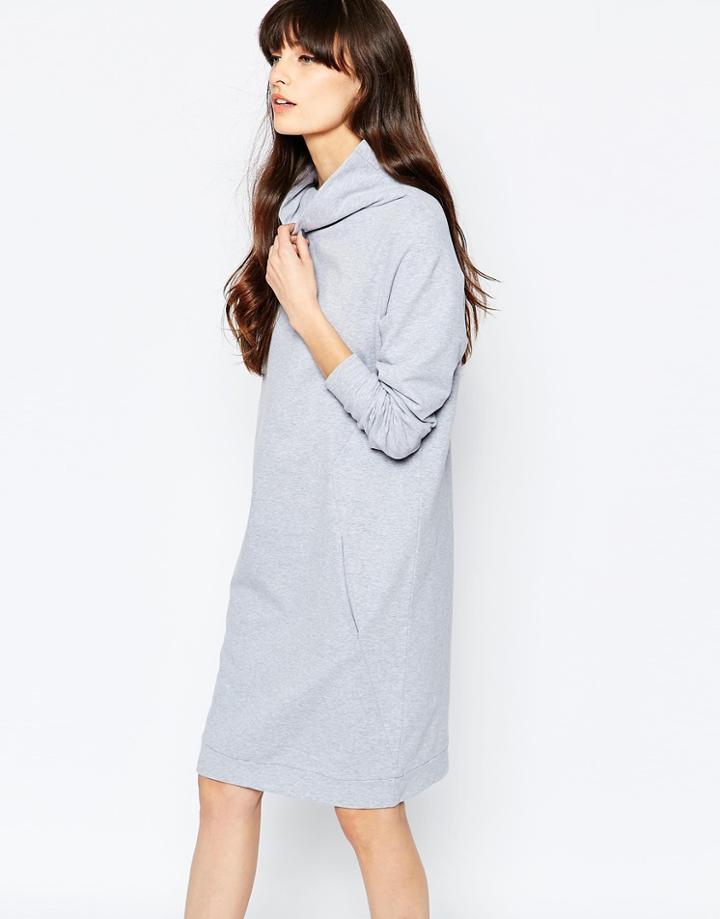 Selected Gamma High Neck Sweat Dress - Light Gray Melange