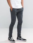 Asos Super Skinny Joggers With Zip Cuff Detail In Gray - Gray