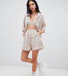 Milk It Vintage Boxy Shorts In Check Two-piece - Stone