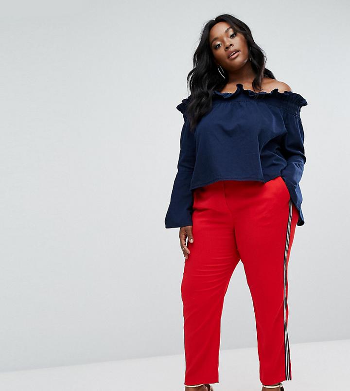 Elvi Pants With Side Stripe - Red