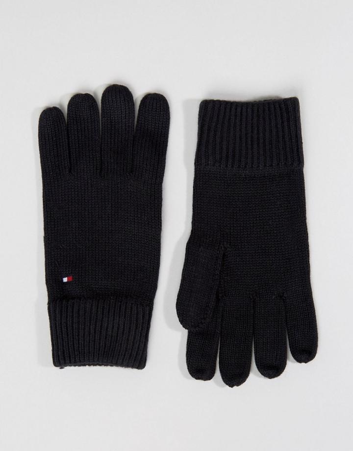 Tommy Hilfiger Cashmere Mix Gloves In Black - Black