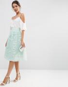 Asos Midi Embellished Prom Skirt - Ice Mint