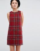 New Look Plaid Boucle Shift Dress - Red