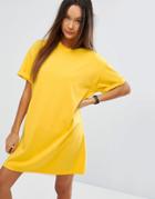 Asos Ultimate T-shirt Dress With Rolled Sleeves - Yellow