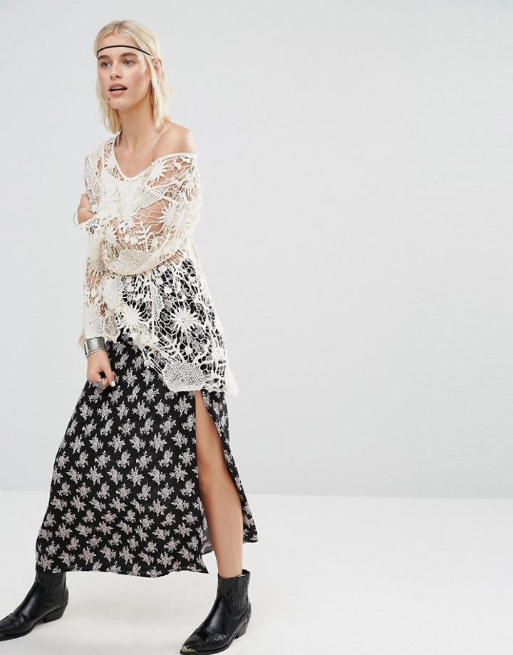Raga Moon Flower Printed Miniskirt - Black