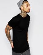 Asos Longline Muscle T-shirt In Rib - Black