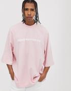 Noak Relaxed T-shirt With Half Sleeve And Branded Logo-pink