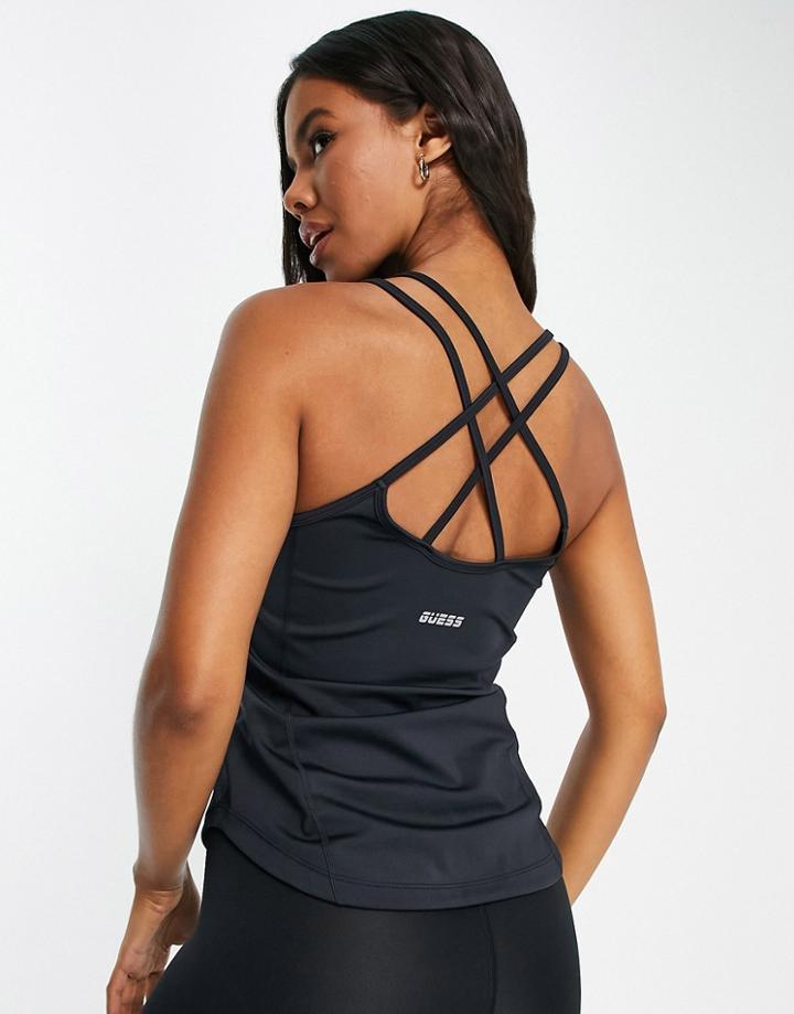Guess Cross Back Activewear Top In Navy