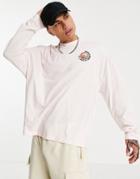 Asos Design Oversized Long Sleeve T-shirt In Pink Organic Cotton With Chest Print