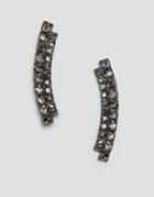 Asos Design Earrings In Double Row Crystal Bar Design - Silver