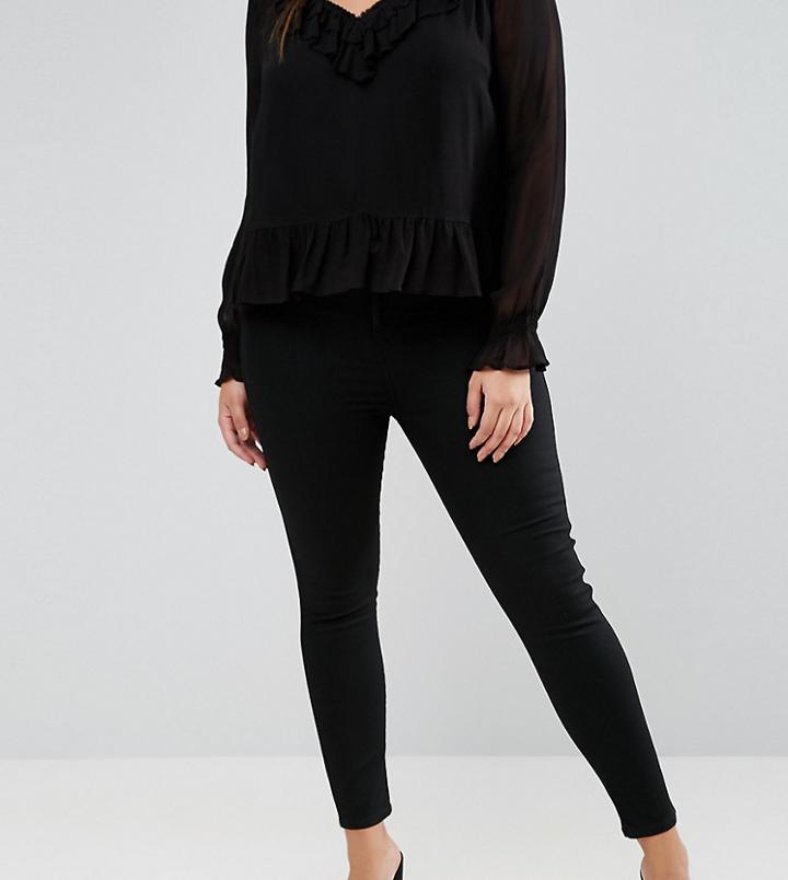 Asos Curve Rivington High Waist Denim Jeggings In Clean Black - Black