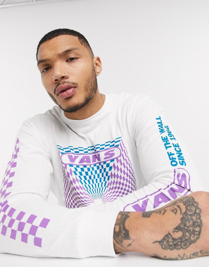 Vans Printed Long Sleeve T-shirt In White-black