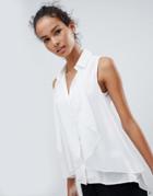 Qed London Sleeveless Shirt With Draping - White