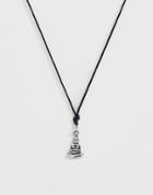 Asos Design Cord Necklace With Buddha Charm - Silver