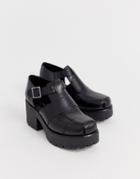 Vagabond Dioon Black Leather Chunky Heeled Shoes - Black