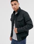 Polo Ralph Lauren Diamond Quilted Bomber Jacket Stowaway Hood In Black