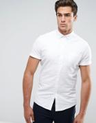 Asos Design Casual Skinny Oxford Shirt In White - White