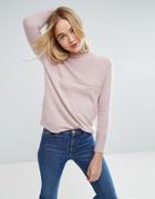 Asos Sweater With Ripple Stitch Detail - Pink