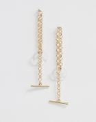Asos Design Earrings In Open Link Chain With Toggle And Open Resin Circle In Gold Tone