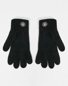 Asos Design Knit Gloves With Flower Embroidery-black