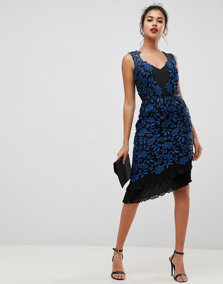 Lipsy Allover Lace Bodycon Dress With Frill Hem In Print - Multi